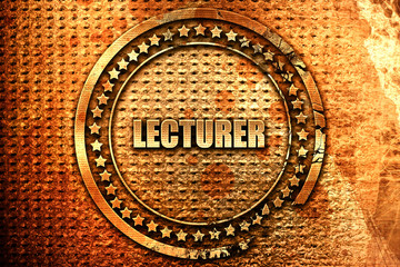 lecturer, 3D rendering, grunge metal stamp