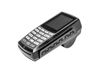 Modern bank terminal on the white