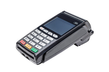 Modern bank terminal on the white