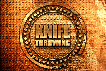 knife throwing, 3D rendering, grunge metal stamp