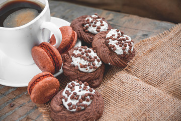 Coffee mug with chocolate cookies