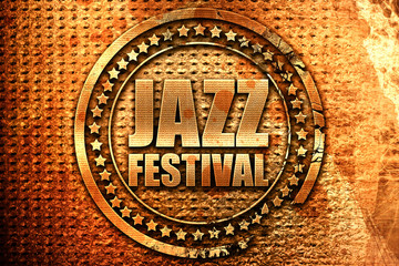 jazz festival, 3D rendering, grunge metal stamp