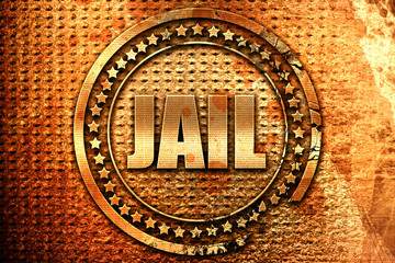 jail, 3D rendering, grunge metal stamp