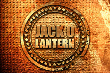 jack o lantern, 3D rendering, grunge metal stamp