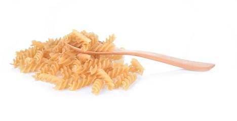 yellow pieces of macaroni isolated on white background