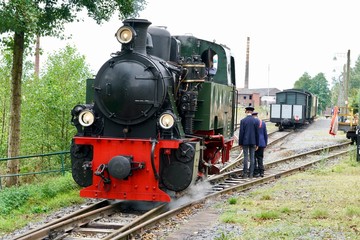 Fototapeta na wymiar black steam locomotive