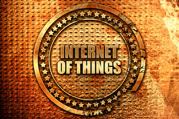 internet of things, 3D rendering, grunge metal stamp
