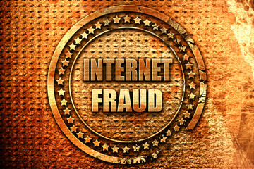 Internet fraud background, 3D rendering, grunge metal stamp