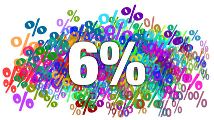 6 Percent White Text on Colorful Percentage Background