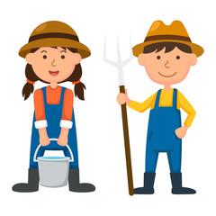 illustration of isolated young farmer on white background