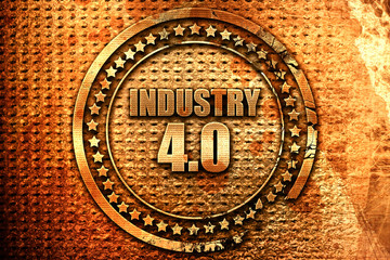 industry 4.0, 3D rendering, grunge metal stamp