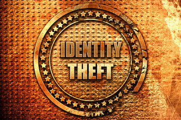 Identity theft fraud background, 3D rendering, grunge metal stam