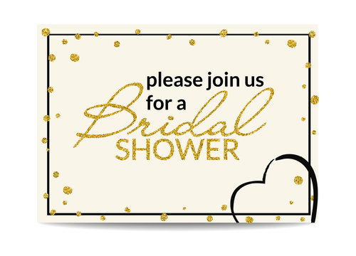 Bridal shower invitation with gold glitter text and dots - Powered by Adobe