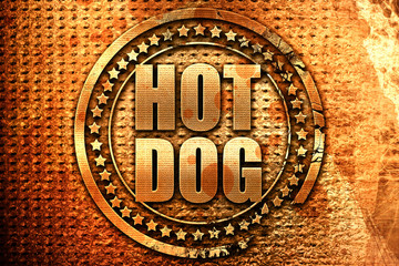 hotdog, 3D rendering, grunge metal stamp