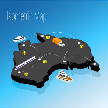Map australia isometric concept.