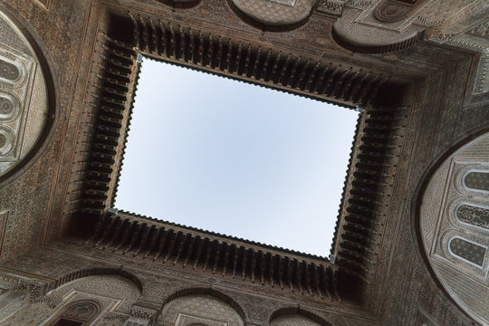 Moroccan ancient islamic school - madrasa in Fez, Morocco, Africa