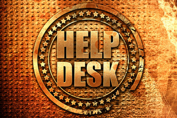 Helpdesk, 3D rendering, grunge metal stamp