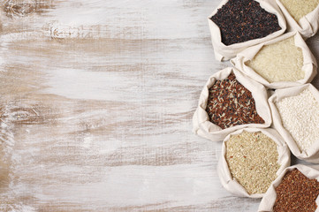 Various rice in bags
