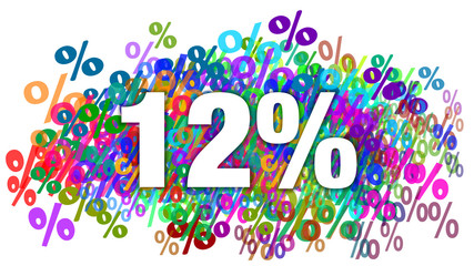 12 Percent White Text on Colorful Percentage Background