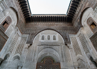 Moroccan ancient islamic school - madrasa in Fez, Morocco, Africa