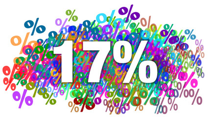 17 Percent White Text on Colorful Percentage Background
