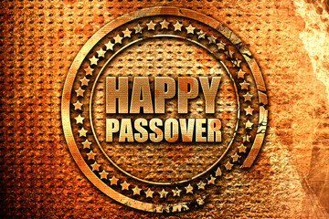 happy passover, 3D rendering, grunge metal stamp