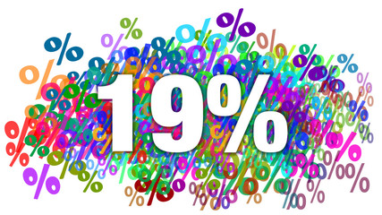 19 Percent White Text on Colorful Percentage Background