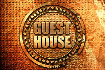 guesthouse, 3D rendering, grunge metal stamp
