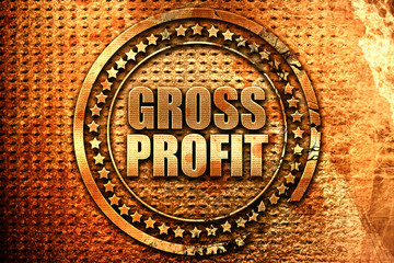 gross profit, 3D rendering, grunge metal stamp