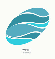Water Wave Logo abstract design. Oval aqua icon.