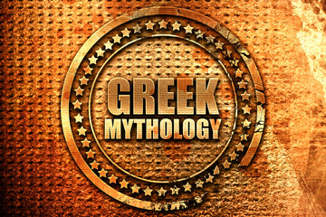 greek mythology, 3D rendering, grunge metal stamp
