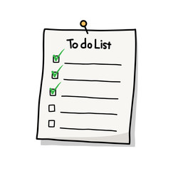 To Do List Plan Reminder, a hand drawn vector illustration of a list on what to do with checklists.