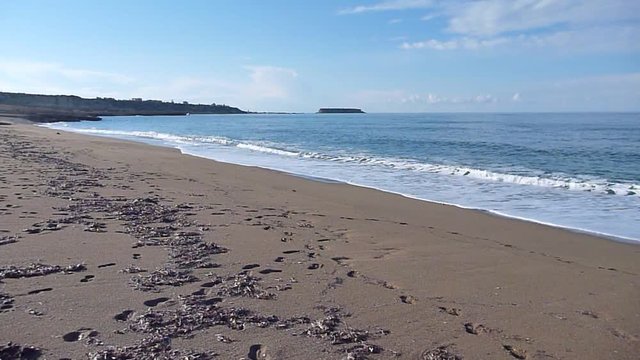 sea waves at rocky shore of Lara beach in Akamas peninsula in cyprus