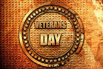 veterans day background, 3D rendering, grunge metal stamp