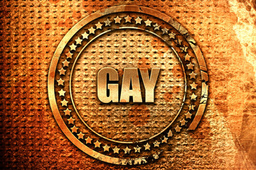 gay, 3D rendering, grunge metal stamp