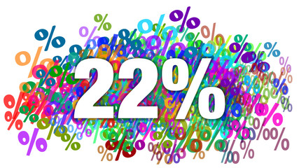22 Percent White Text on Colorful Percentage Background