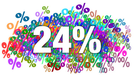 24 Percent White Text on Colorful Percentage Background