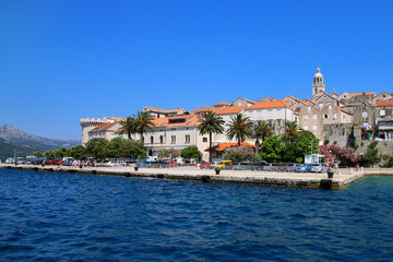 Fototapeta na wymiar Pier of Korcula old town, Croatia