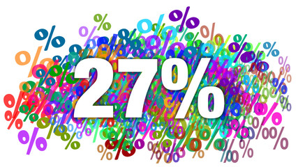 27 Percent White Text on Colorful Percentage Background