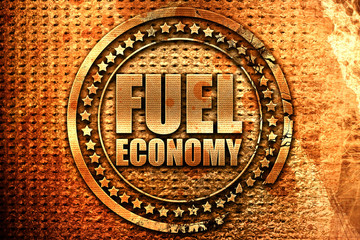 fuel economy, 3D rendering, grunge metal stamp