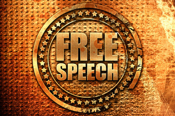 free speech, 3D rendering, grunge metal stamp