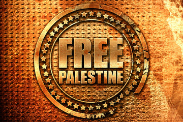 free palestine, 3D rendering, grunge metal stamp