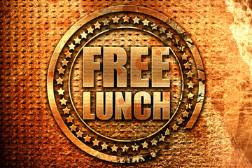 free lunch, 3D rendering, grunge metal stamp