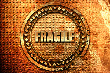 fragile, 3D rendering, grunge metal stamp