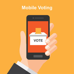 smartphone online voting , vote , election. digital device. vector illustration.