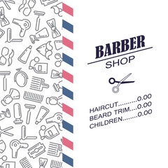 Composition of the set icons for the Barber shop. Vector elements your web design