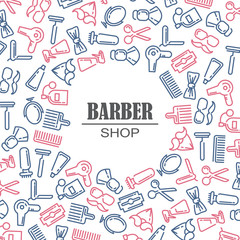 Composition of the set icons for the Barber shop. Vector elements your web design