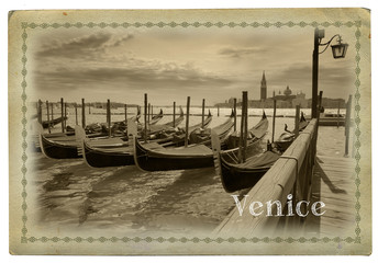 Travel postcard with view of Venice, Italy