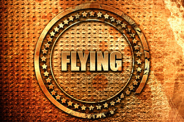 flying, 3D rendering, grunge metal stamp
