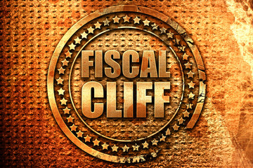 fiscal cliff, 3D rendering, grunge metal stamp